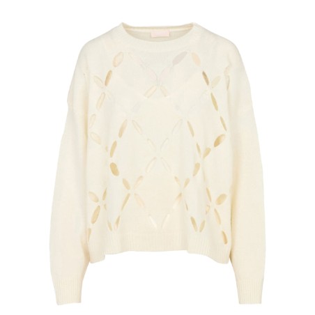 LIU JO ECS MAGLIA CHIUSA M L BIANCO LANA