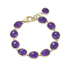 Pulsera de Amatista en baño de oro 18k