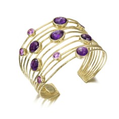 Brazalete de 10 hilos con Amatistas en baño de oro 18k