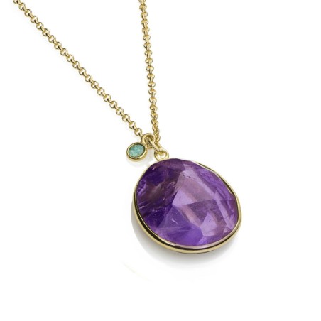 Colgante con Amatista y detalle Apatita en baño de oro 18k