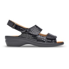 Sandalias de mujer confort negras de piel con cuña Saguy's SAGUY'S COMFORT