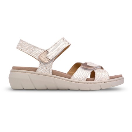 Sandalias confort beige de piel con cuña Saguy's SAGUY'S COMFORT