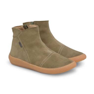 Botín plano barefoot de piel kaki