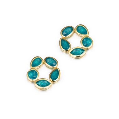 Pendientes flor apatita con baño de oro 18k