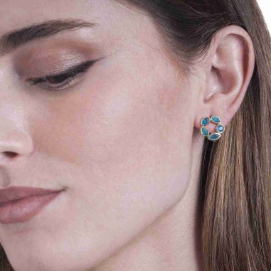 Pendientes flor apatita con baño de oro 18k