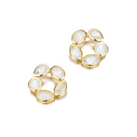 Pendientes flor espectrolita con baño de oro 18k