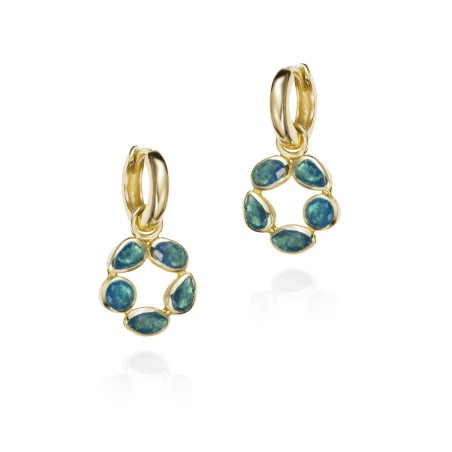 Pendientes aro flor apatita baño de oro 18k