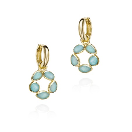 Pendientes aro flor amazonita baño de oro 18k