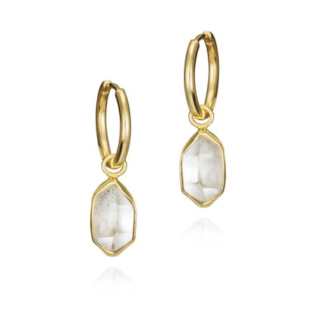 Pendientes HERKIMER de Plata.  Baño de Oro 18k