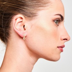 Pendiente geométrico corto plata de ley con baño de oro 18k 2