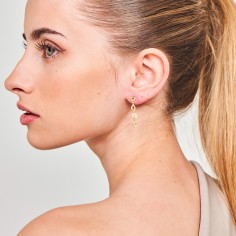 Pendiente geométrico largo plata de ley con baño de oro 18k 2