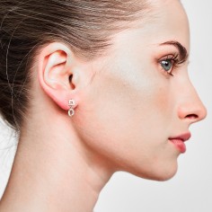 Pendiente geométrico corto de plata de ley 2