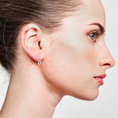 Pendiente geométrico corto de plata de ley