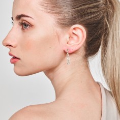 Pendiente geométrico largo de plata de ley 2