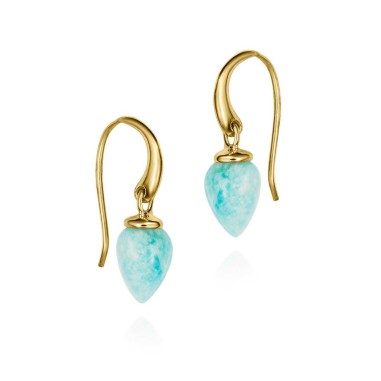 Pendiente de gancho con Amazonita en baño de oro 18k