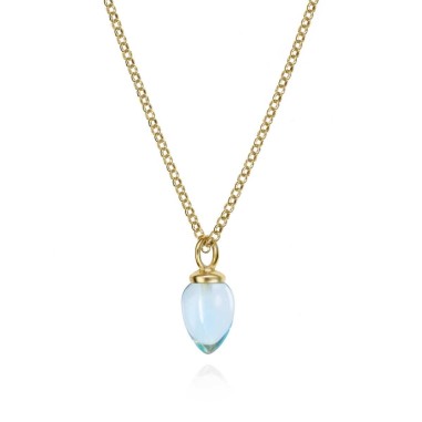 Colgante con piedra natural Topacio Azul en baño de oro 18k