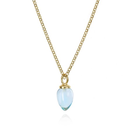 Colgante con piedra natural Topacio Azul en baño de oro 18k