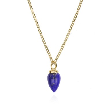 Colgante con piedra natural Lapislázuli en baño de oro 18k