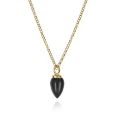 Colgante con piedra natural Ónix Negro en baño de oro 18k
