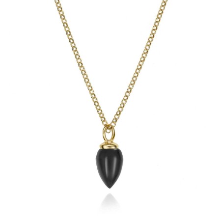 Colgante con piedra natural Ónix Negro en baño de oro 18k