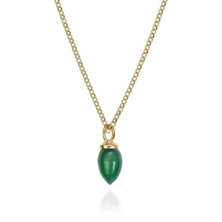 Colgante con piedra natural Ónix Verde en baño de oro 18k