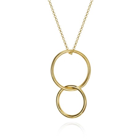 Collar de aros en plata de ley con baño de oro 18k