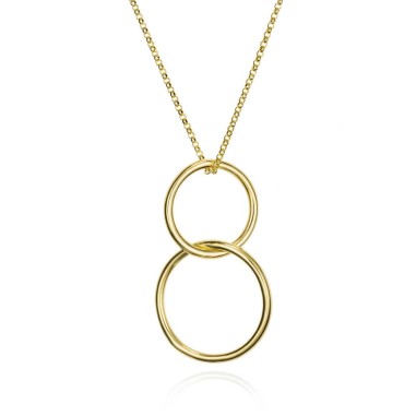 Collar de aros en plata de ley con baño de oro 18k