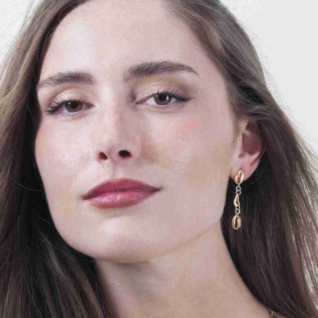Pendientes BEAN de Plata. Baño de Oro 18k
