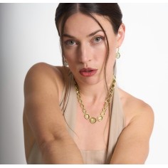 Pendientes gancho Amatista Verde con Baño de Oro 18k 2