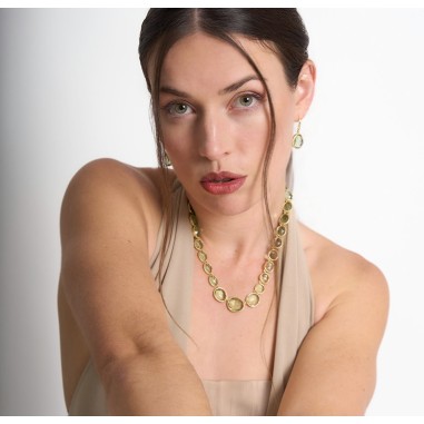 Pendientes gancho Amatista Verde con Baño de Oro 18k