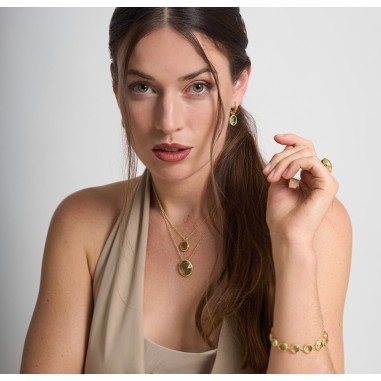 Pendientes de aro Amatista Verde con Baño de Oro 18k