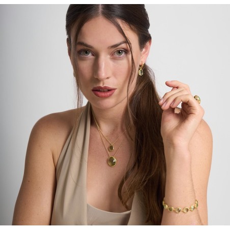 Pendientes de aro Amatista Verde con Baño de Oro 18k