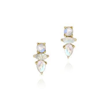 Pendientes de presión con Espectrolita en baño de oro 18k