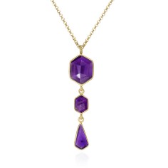 Colgante largo con Amatistas en baño de oro 18k