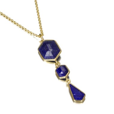 Colgante largo con Lapislázuli en baño de oro 18k
