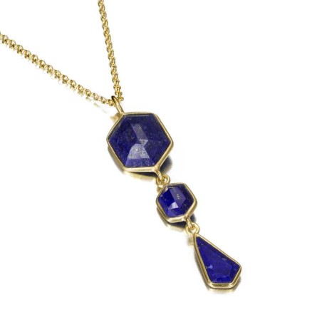 Colgante largo con Lapislázuli en baño de oro 18k