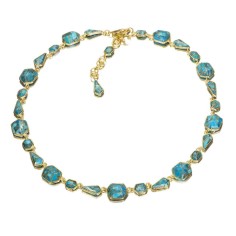 Collar geométrico con Turquesas en baño de oro 18k