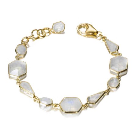 Pulsera con Espectrolitas geométricas en baño de oro 18k