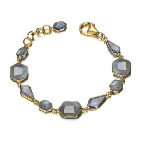Pulsera con Labradoritas geométricas en baño de oro 18k