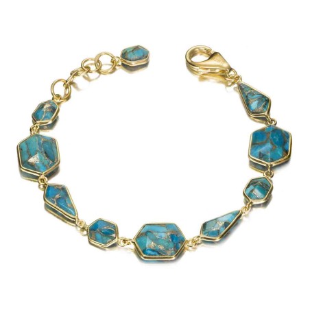 Pulsera con Turquesas geométricas en baño de oro 18k
