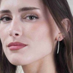 Pendientes largos moderno de Plata de ley 925 2