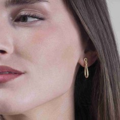 Pendientes oval mini de Plata con Baño de Oro 2