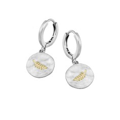 Pendientes huggie con ramas en plata con baño de Oro