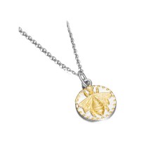 Colgante medallón de abeja en plata con baño de oro 18k