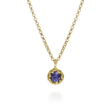 Colgante Zafiro de plata con baño de oro 18K
