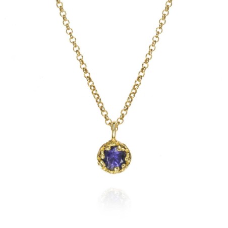 Colgante Zafiro de plata con baño de oro 18K