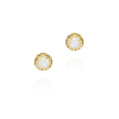 Pendientes de botón Espectrolita de plata con baño de oro 18k