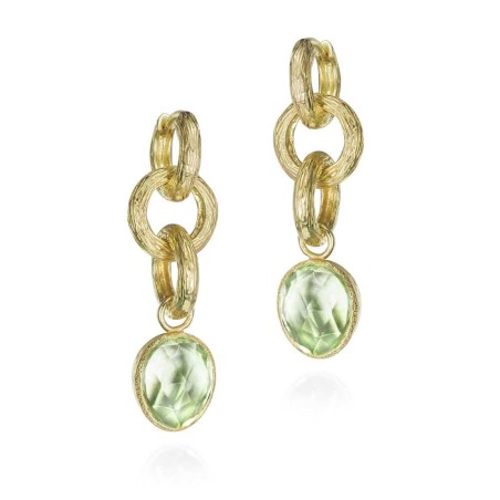 Pendientes largos Amatista Verde con Baño de Oro 18k