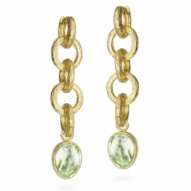 Pendientes extra largos Amatista Verde con Baño de Oro 18k
