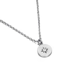 Collar plata de ley con charm redondo y estrellita con espectrolita